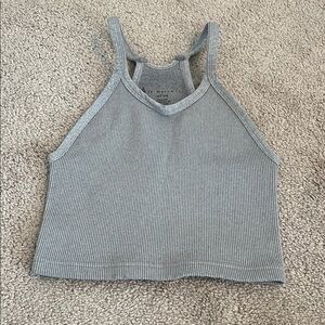 FP Movement by Free People Gray Ribbed Crop Top